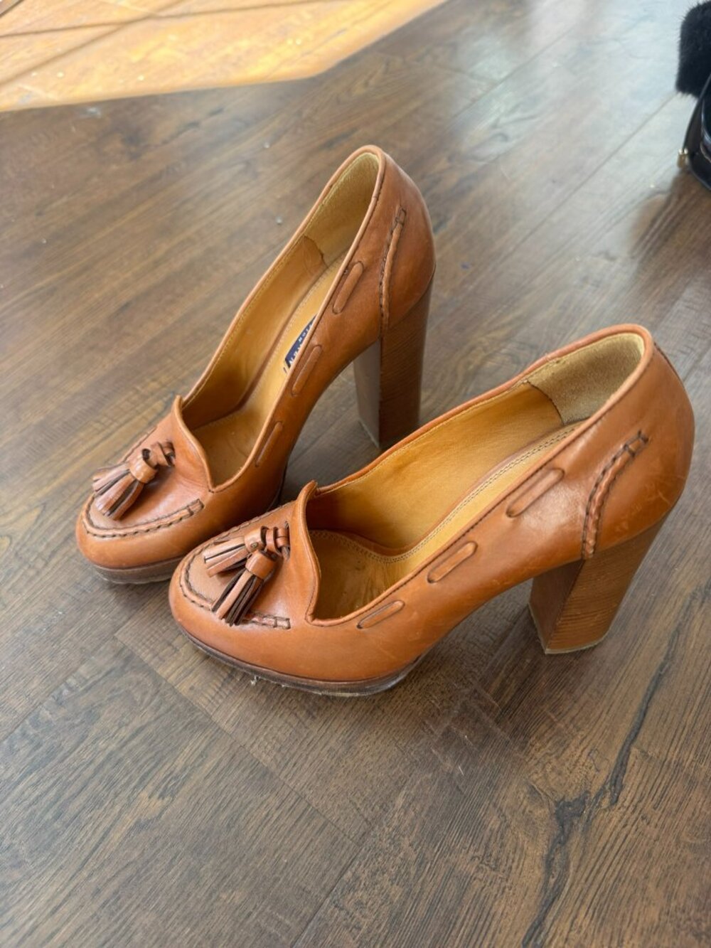 Ralph Lauren Collection Brown Leather Tassel Loafer Pumps Size 7